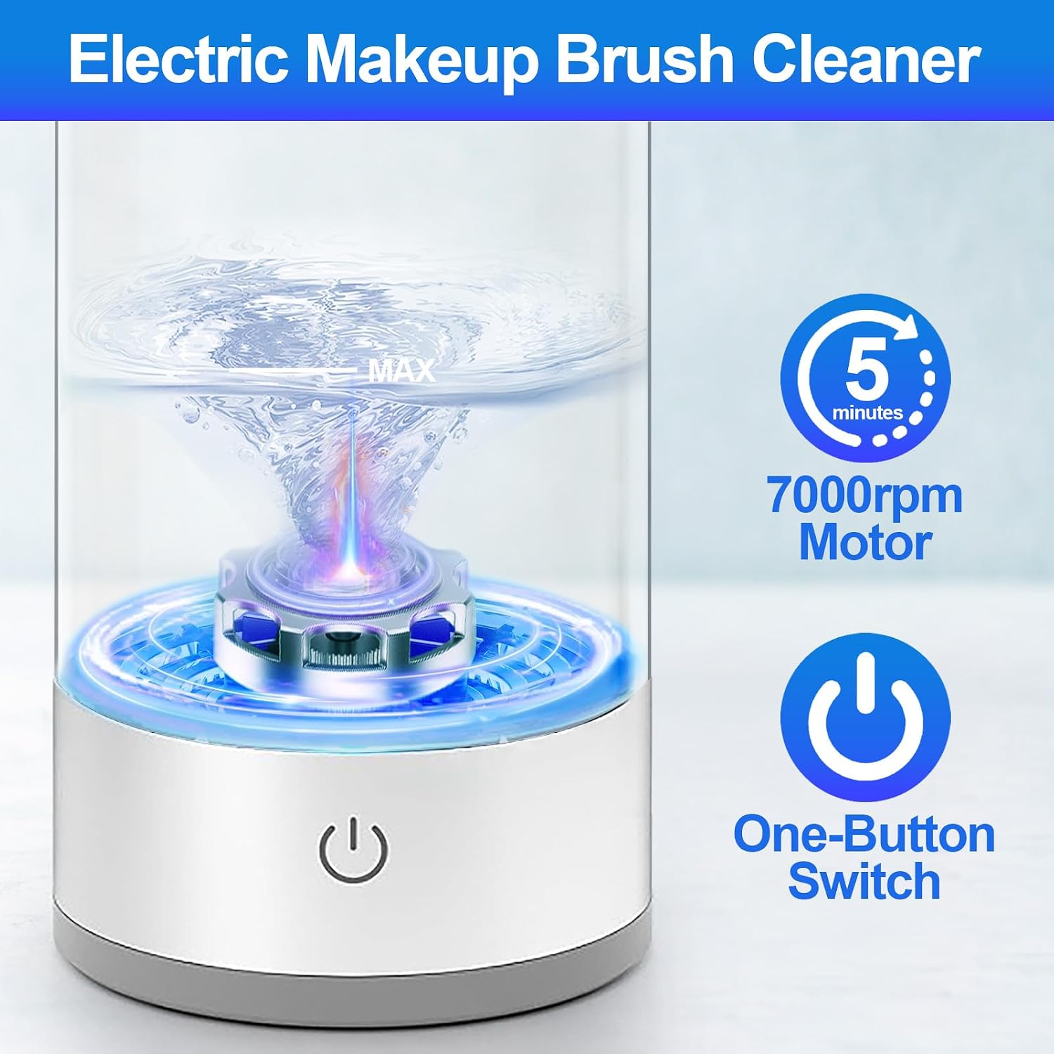 Portable Electric Makeup Brush Cleaner | 7000 RPM | USB Powered | One-Touch Deep Cleaning | Fits All Makeup Brushes