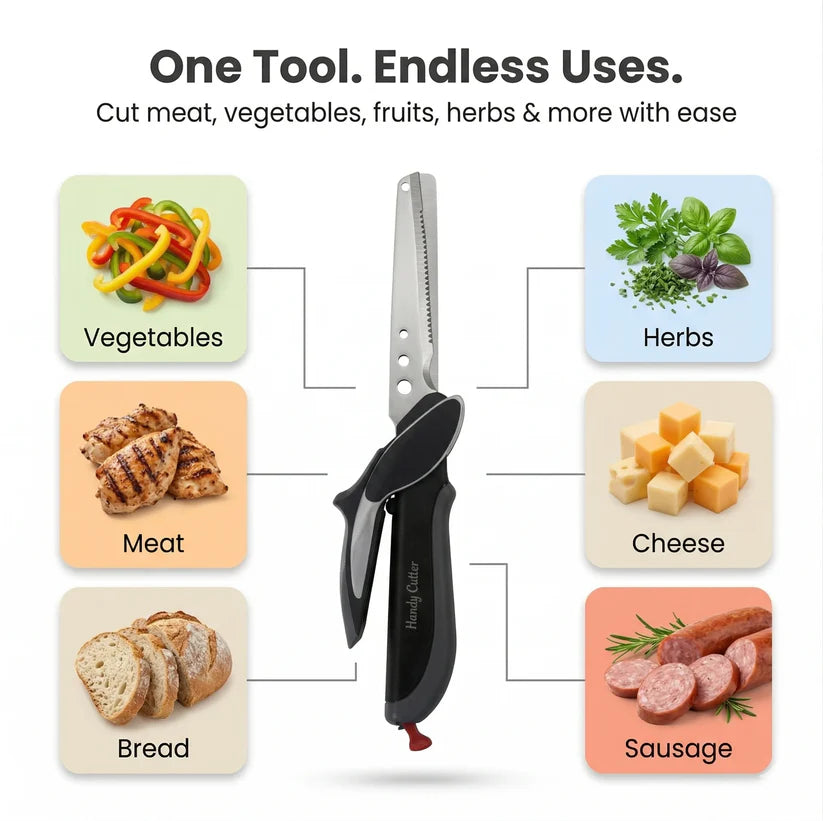 2-in-1 Clever Cutter Scissors with Built-in Chopping Board | Stainless Steel & Safety Lock
