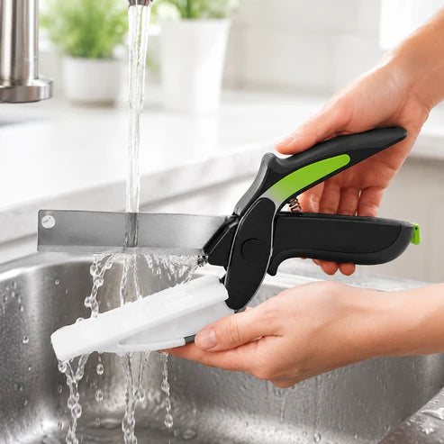 2-in-1 Clever Cutter Scissors with Built-in Chopping Board | Stainless Steel & Safety Lock