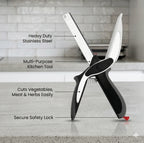 2-in-1 Clever Cutter Scissors with Built-in Chopping Board | Stainless Steel & Safety Lock