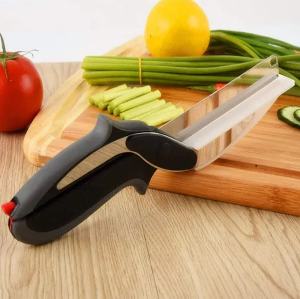 2-in-1 Clever Cutter Scissors with Built-in Chopping Board | Stainless Steel & Safety Lock